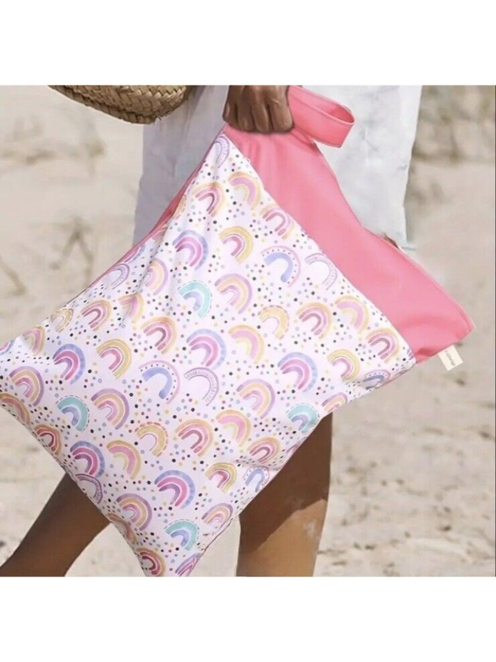 Los Angeles Boutique Pink Rainbow Diaper Swim Snacks Wet Dry Bag Stroller Strap